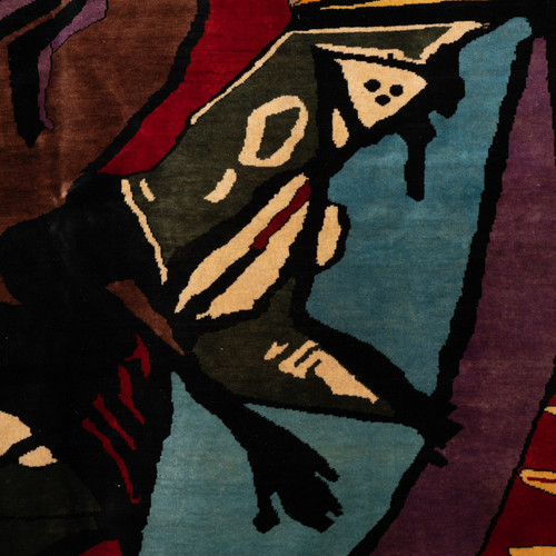 Teppich oder Wandteppich, inspiriert von Picabia. Zeitgenössische Arbeit