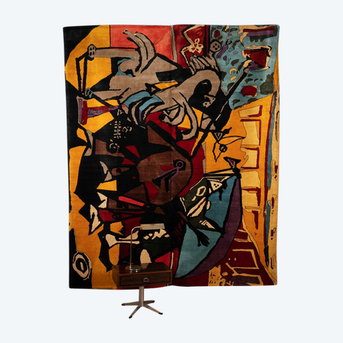 Teppich oder Wandteppich, inspiriert von Picabia. Zeitgenössische Arbeit