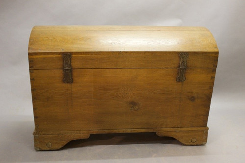 Cassapanca con piano curvato in quercia chiara del XIX secolo