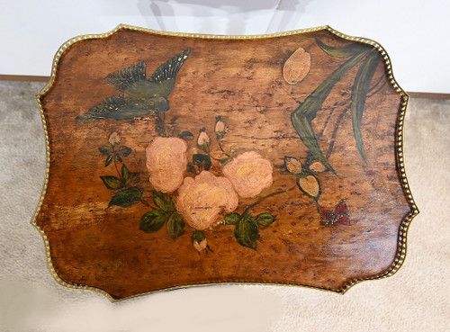 Petite Table de Salon en Moucheté de Thuya à décor peint – 1920