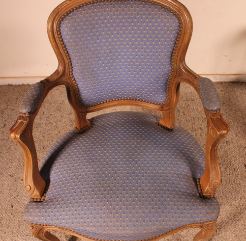 Coppia di Bergères in legno di quercia Luigi XV Kerused