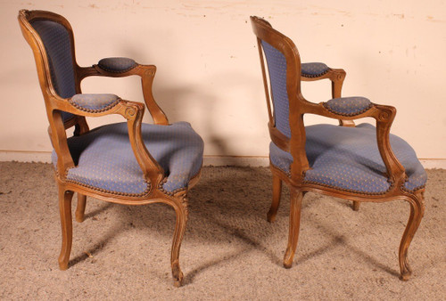 Coppia di Bergères in legno di quercia Luigi XV Kerused