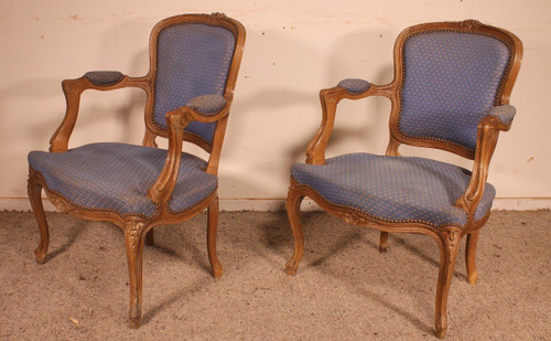 Coppia di Bergères in legno di quercia Luigi XV Kerused