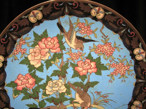 Piatto grande in smalti cloisonné XIX secolo Giappone.
