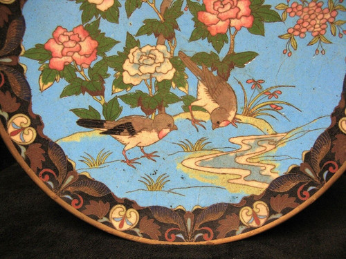 Piatto grande in smalti cloisonné XIX secolo Giappone.