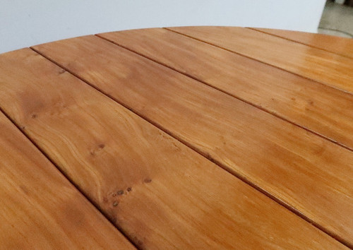 Solid Elm table, with integrated extension, attributed to Maison Regain – 1980