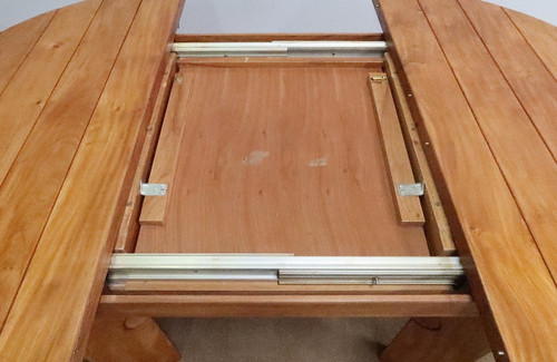 Solid Elm table, with integrated extension, attributed to Maison Regain – 1980