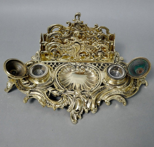 Calamaio portaposta in bronzo, XIX secolo