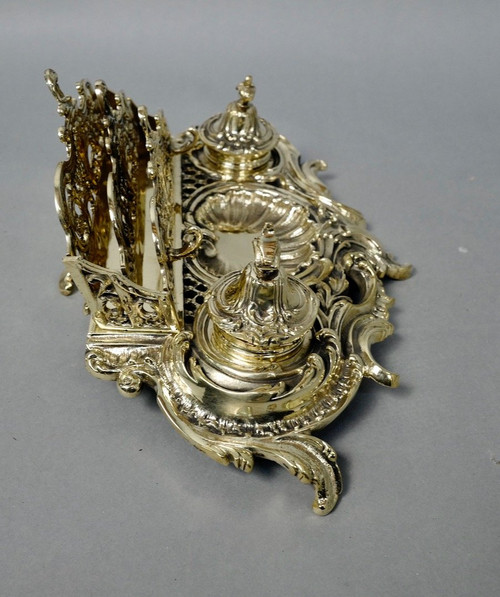Calamaio portaposta in bronzo, XIX secolo