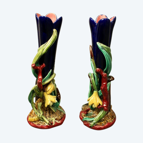 Coppie Di Vasi Decorati Con Fiori In Maiolica Sarguemines