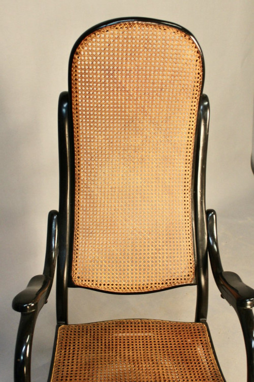 Fauteuil De Repos Canné En Bois Courbé avec mécanisme
