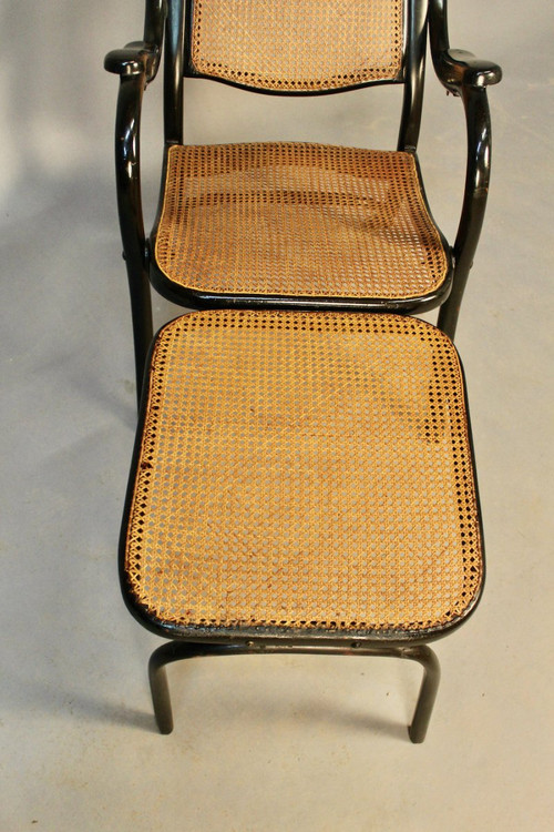 Fauteuil De Repos Canné En Bois Courbé avec mécanisme
