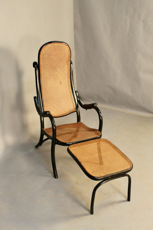 Fauteuil De Repos Canné En Bois Courbé avec mécanisme