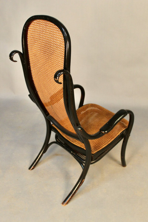 Fauteuil De Repos Canné En Bois Courbé avec mécanisme