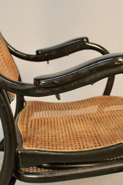 Fauteuil De Repos Canné En Bois Courbé avec mécanisme