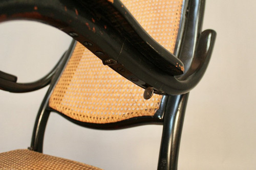 Fauteuil De Repos Canné En Bois Courbé avec mécanisme