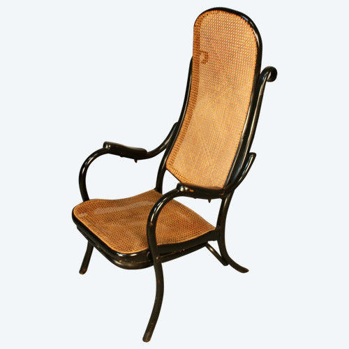 Fauteuil De Repos Canné En Bois Courbé avec mécanisme