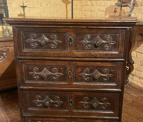Small Italian Walnut Chest of Drawers-17th Century