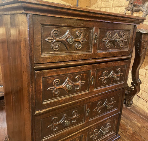 Small Italian Walnut Chest of Drawers-17th Century