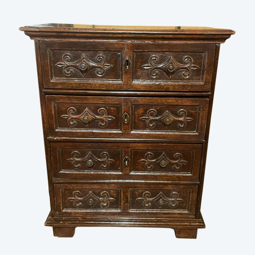 Small Italian Walnut Chest of Drawers-17th Century