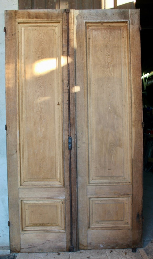 Coppia di porte di piano bifacciali in rovere del XIX secolo