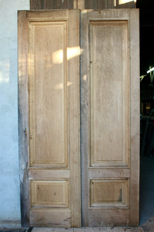 Coppia di porte di piano bifacciali in rovere del XIX secolo