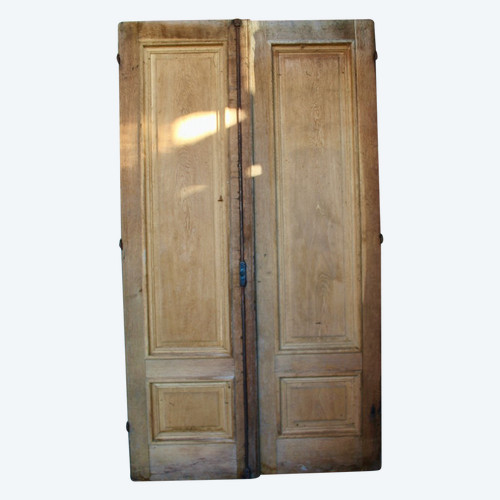 Coppia di porte di piano bifacciali in rovere del XIX secolo