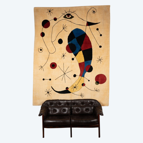 Tapis, ou tapisserie, inspiré par Joan Miro. Travail contemporain