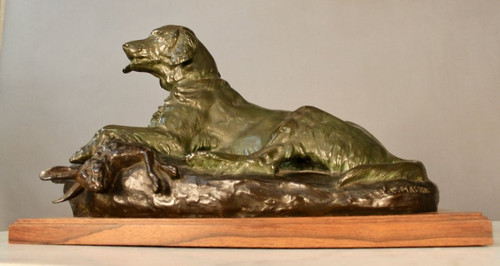 Bronze Spaniel By Jules Edmond Masson (1871-1932)