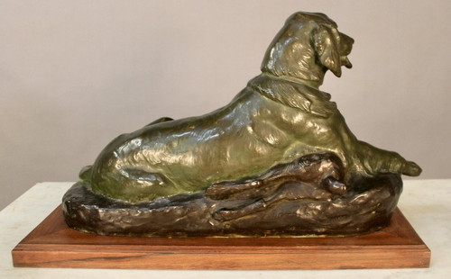 Bronze Spaniel By Jules Edmond Masson (1871-1932)