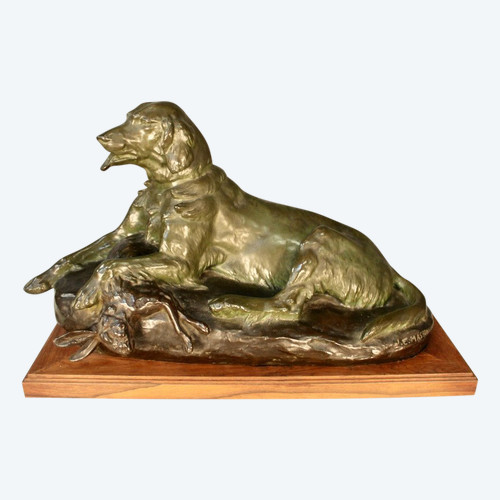 Bronze Spaniel By Jules Edmond Masson (1871-1932)