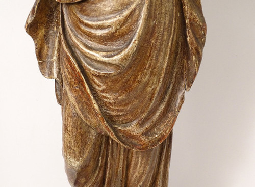 Statua religiosa della Vergine e del Bambino Gesù Legno scolpito in policromia XVIII secolo