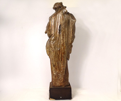 Statua religiosa della Vergine e del Bambino Gesù Legno scolpito in policromia XVIII secolo