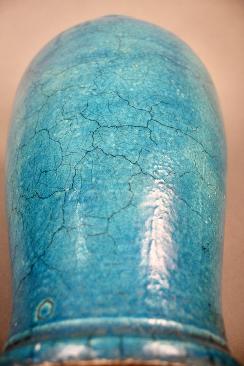 Pair Of Chinese Vases In Blue Cracked Ceramic