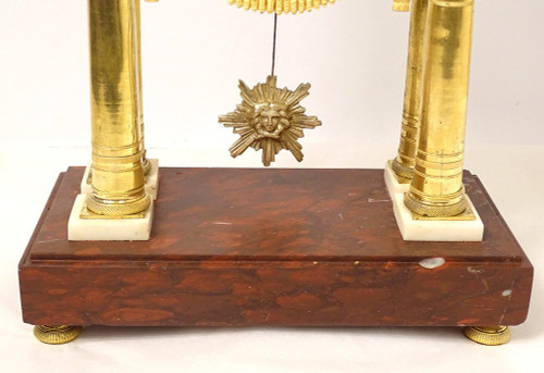 Red Griotte marble Bronze Cachard Directoire 18th century column clock