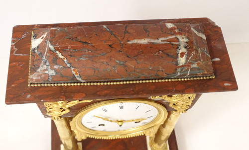 Red Griotte marble Bronze Cachard Directoire 18th century column clock