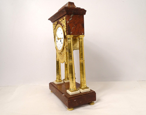 Red Griotte marble Bronze Cachard Directoire 18th century column clock