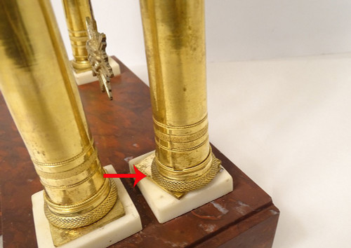 Red Griotte marble Bronze Cachard Directoire 18th century column clock