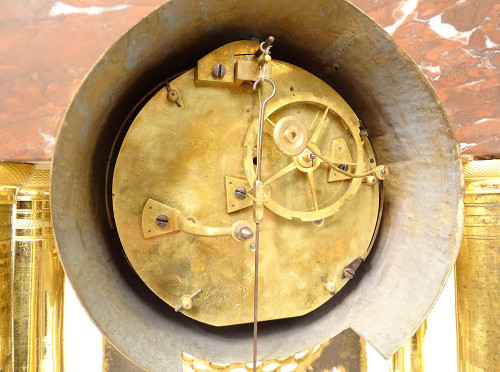 Red Griotte marble Bronze Cachard Directoire 18th century column clock