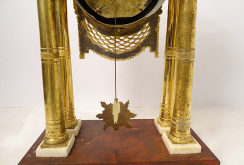 Red Griotte marble Bronze Cachard Directoire 18th century column clock