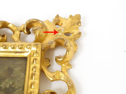 Gemälde auf Porzellan, Kindergemälde, goldener Holzrahmen, Lanfant de Metz, 19. Jahrhundert