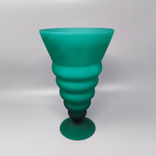 1960 Étonnant Vase Vert en Verre de Murano Par Michielotto