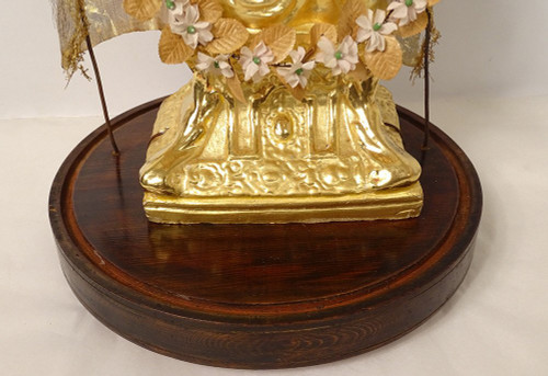 Large Virgin of Marseille Santibelli Terracotta Child Jesus Globe 19th century