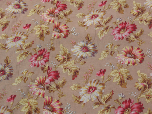 Grande drappo in lino con decoro floreale di peonie d: 3,35 x 5,46 m epoca XIX Napoleone III