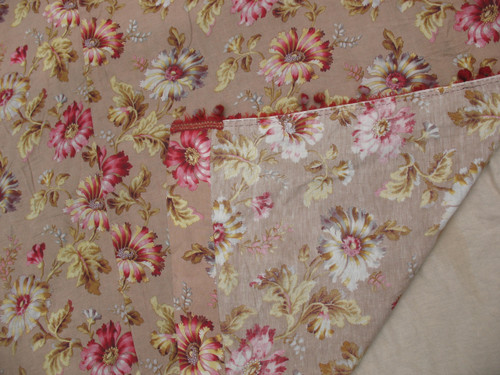 Grande drappo in lino con decoro floreale di peonie d: 3,35 x 5,46 m epoca XIX Napoleone III