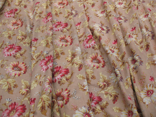 Grande drappo in lino con decoro floreale di peonie d: 3,35 x 5,46 m epoca XIX Napoleone III