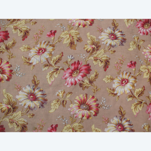 Grande drappo in lino con decoro floreale di peonie d: 3,35 x 5,46 m epoca XIX Napoleone III