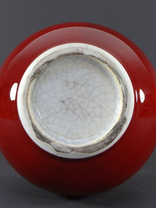 China, First Third of the 20th Century, Peach Blossom Tone Porcelain Vase with Ox Blood.