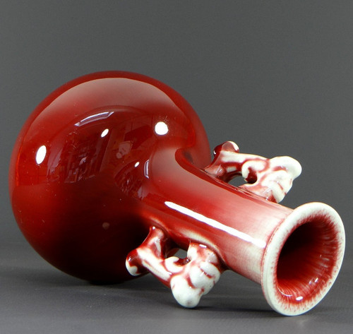 China, First Third of the 20th Century, Peach Blossom Tone Porcelain Vase with Ox Blood.