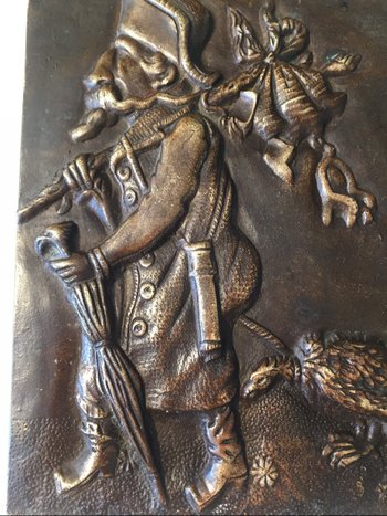 Bassorilievo umoristico in bronzo. L'esilio di Napoleone III. Intorno al 1870.